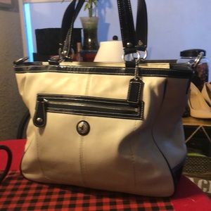 Coach Large Cream Colored Leather Shoulder Bag